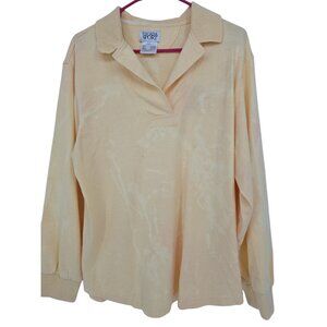 90s Escada Sport Vintage Medium Womens Top Yellow Tie Dye Logo Shirt